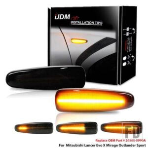 IJDM シーケンシャル点滅アンバーLEDサイドマーカーライト 三菱ランサーエボリューションX ミラージュ アウトランダースポーツ用 サイドマーカー12V交換用