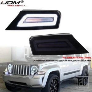 IJDM フロントシーケンシャルウィンカーランプアセンブリ ジープリバティ用 キセノンホワイト LED パーキング/ドライビング フルアンバー LED ウィンカー