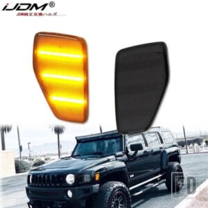 IJDM 車用 アンバー 3列 LED ストリップ フロントフェンダー サイドマーカーライト ハマー H3 H3T ウィンカーライト 06-2010 対応