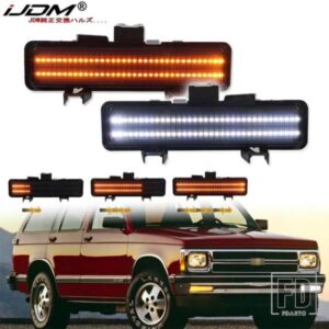 フロントバンパーシーケンシャルアンバーウィンカーライトアセンブリ2個83-93シボレーS10 /シボレーGMC S15用ホワイトLEDDRL