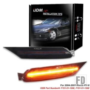 IJDM 車用 LED フロントフェンダーサイドマーカーライトアセンブリ マツダ RX-8 2004-2008 用OEM フロントサイドマーカーランプ F151-51-120E と交換