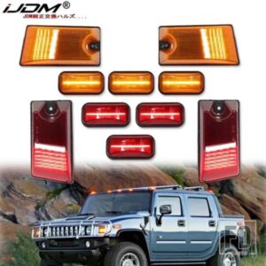 IJDM イエロー/レッド LED キャブ ルーフライトとレンズキット ハマー H2 2003-09 LED スモークレンズ トップライト