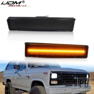 IJDM アンバー フル LED ストリップ フロントサイドマーカーライト フォード 1980-1986 ブロンコ F150 F250 F350用OEM アンバー サイドマーカー T10 と交換