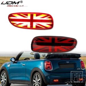 MINI COOPER R56 R57 R58 R59用リアフォグランニングランプアセンブリ2個ユニオンジャックスタイルレンズリアフォグ/ランニングライト機能