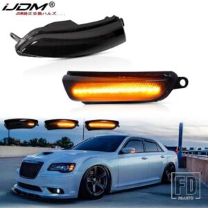 2PCS 車用アンバーストリップシーケンシャルフラッシュサイドビューミラーライト 2011-2020 クライスラー 300 ウィンカーブリンカーライトアセンブリ用
