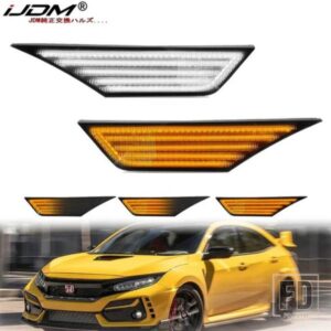10代目ホンダ シビック MK10 2016-2021 LED アンバー サイドマーカー インジケーター リピーター ライト ウィンカー ランプ ブリンカー ホワイト DRL 2個