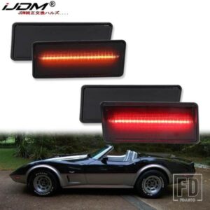 IJDM スモークレンズ アンバー/レッド フルLEDサイドマーカーライト 1974-1979 シボレー コルベット C3 ウィンカーライトパーキングライト T10 12V