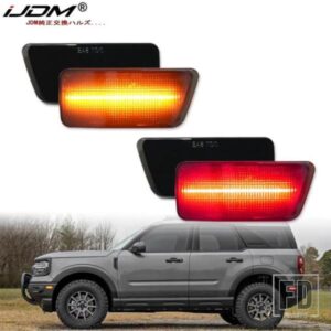 IJDM アンバー/レッド フル LED サイドマーカーライト 2021-2023 フォード ブロンコ スポーツ ウィンカーライト/ドライビングライトOEM