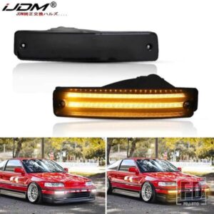 フロントバンパー2個 ホワイトアンバー LED DRL/ドライビングライトとウィンカーライト 1990-1991 ホンダ CR-X / CRX シグナルライトアセンブリ用