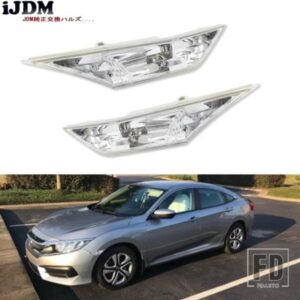 2 OEM JDMクリアサイドマーカーランプレンズ2016年以降の第10世代ホンダシビックセダン/クーペ/ハッチバック用