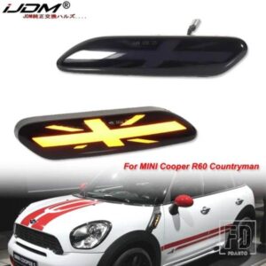 MINI COOPER R60 COUNTRYMAN R61 PACEMAN 用 2個 アンバー LED ダイナミック シーケンシャル点滅フェンダーサイドマーカーライト ウィンカーライト