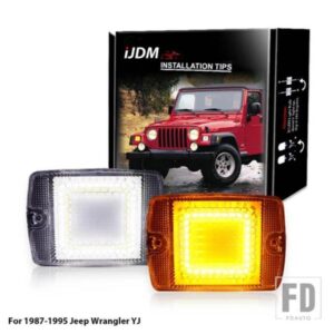 IJDM フロントバンパー スイッチバック ホワイトアンバー 3156 LED ジープ ラングラー YJ デイタイム ランニング ライト ターン シグナル ライト 1987-1995