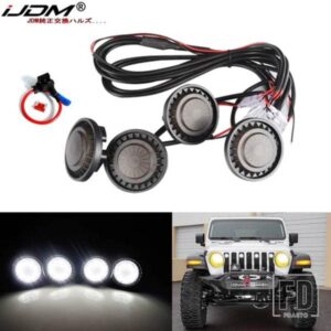 IJDM 6000K ホワイト/アンバー 12V フロントグリルライト 2007-2018 JEEP WRANGLER JK JKU PRO グリル専用 フロントグリルライト DRL