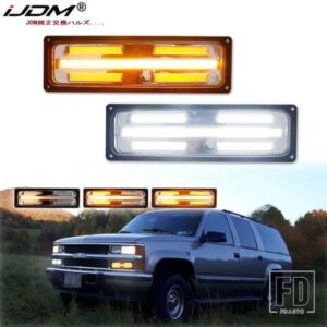 2個 フロントバンパー シーケンシャル アンバー ウィンカー ライト アセンブリ GMC シボレー C/K 1500/2500/3500 トラック用 ホワイト LED DRL 88-98