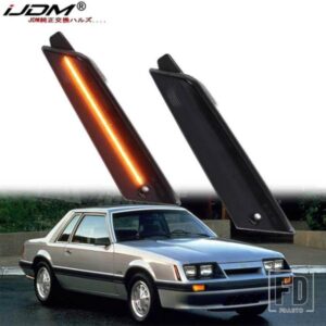 2個 アンバーイエロー/ホワイトフロントサイドマーカーLEDライト 1979-1986 フォードマスタング フロントバンパーウィンカーランプアセンブリ 12V T10用