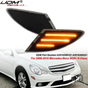 IJDM アンバーフルLEDフロントバンパーサイドマーカーライト 2006-2010 メルセデスベンツ W251 Rクラス用アンバーフロントサイドマーカーと交換