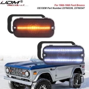 IJDM フロントバンパー LED DRL/レーザーシーケンシャルフロントアンバーウィンカーライト フォードブロンコ ホワイトLED パーキング/ドライビング