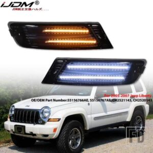 LED DRL ジープリバティ デイタイムランニングライト フォグランプ フロントバンパー ヘッドライト ウィンカー カーアクセサリー 12V 2005-2007