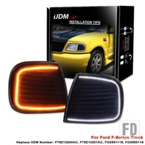 フォード F150 エクスペディション用 LED DRL/レーザーシーケンシャルフロントウィンカーライト 2個 ホワイトLED パーキング/ドライビング アンバーLED ウィ