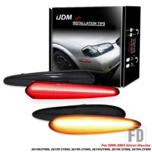 IJDM アンバー/レッド フル LED フロント/リアバンパー サイドマーカーライト アセンブリ 2000-03 日産 マキシマ ウィンカーライト/ドライビングライト用