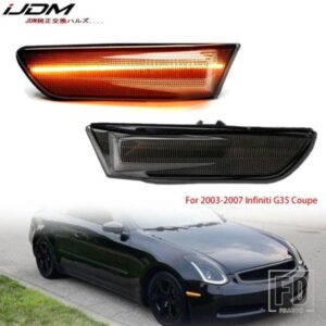 IJDM フルLEDフロントフェンダーサイドマーカーライトアセンブリ 2003-2007 インフィニティ G35 クーペ ウィンカー用 OEM アンバーサイドマーカーの交換