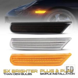 ポルシェ ボクスター 986 996 911 カレラ タルガ 1996-2004 用 ダイナミック アンバー LED サイドマーカーライト 2個 ウィンカーランプ カーウインカー