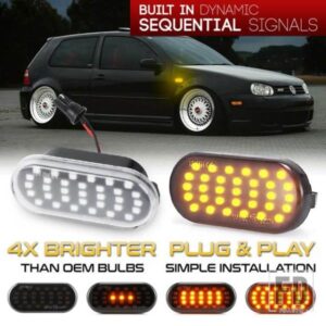 2個入り ダイナミックフローティングLEDサイドマーカーウィンカーライト VW ポロ ゴルフ 3 4 パサート B5 シャラン ルポ ボラ アマロック UP フォックス ビ