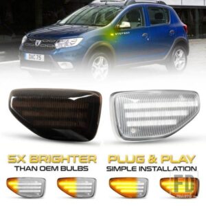 2個 LED ダイナミック サイドマーカー ライト 矢印 ウィンカー ブリンカー ランプ DACIA LOGAN 2 SANDERO 2 DUSTER 2 RENAULT STEPWAY 用