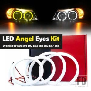 1セット デュアルカラー ホワイト イエロー ハローリング コットンライト LED エンジェルアイキット BMW E90 E91 E92 E93 M3 E81 E82 E87 E88