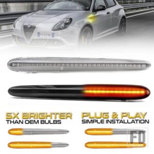 2個ダイナミックLEDサイドマーカーウィンカーブリンカーライトアルファロメオジュリエッタ940 10-21ジュリエットスプリントベローチェCANバス