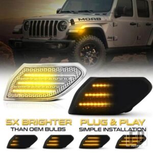 2個 アンバー LED フロントバンパー サイドマーカー ウィンカー シーケンシャル ブリンカー ライト ジープ グラディエーター JT 2020-21 ラングラー JL