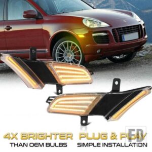 2個 ダイナミック アンバー LED サイドマーカーライト ポルシェ カイエン 957 2007-2010 ウィンカーランプ カーブリンカー 95563103510 / 3610