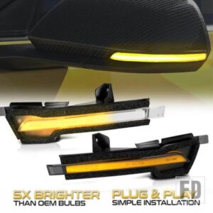 2個 LED ダイナミックサイドミラーウィンカーライト サイドウィング バックミラーインジケーターウィンカー フォード マスタング 2015-2021 CANバス用