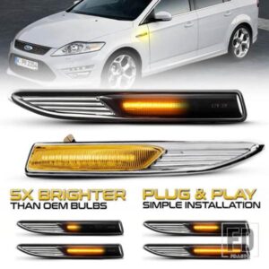 2個 LED ダイナミック サイドマーカー ウィンカーライト シーケンシャル ブリンカー ランプ フォード モンデオ 4 MK4 BA7 03.2007-01.2015 # 7S7113K354