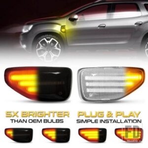 2X LEDダイナミックサイドマーカーウィンカーライト DACIA SANDERO 2 LOGAN 2 DUSTER 2 RENAULT STEPWAY アンバーインジケーターリピーターランプ用