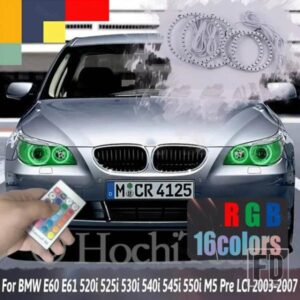 マルチカラーハローリングキット RGBエンジェルアイリモートコントロール BMW E60 E61 M5 PRE LCI 2003-2007 16色フラッシュ