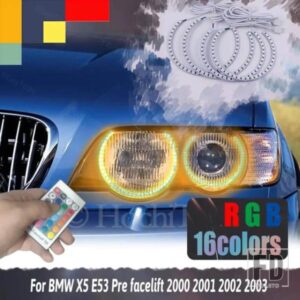 BMW X5 E53 プレフェイスリフト 2000-2003 デイタイムランニングライト DRL エンジェルアイ LED RGB マルチカラーヘッドライトリングキット