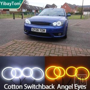 コットン スイッチバック ウィンカー ライト リング DRL LED エンジェルアイ FORD MONDEO 3 MK3 2001-2007 カーアクセサリー ホワイト イエロー