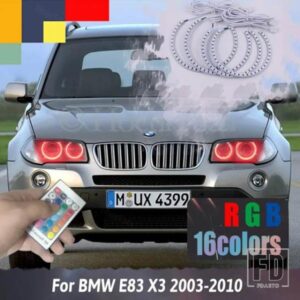 BMW E83 X3 2003-2010用最新マルチカラーRGB LEDエンジェルアイリングRGB SMDエンジェルアイ
