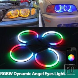 4XコットンリングエンジェルアイRGBWカラフルダイナミック携帯電話コントロールBMW E46 1998-2002回転シーケンシャルフローティング