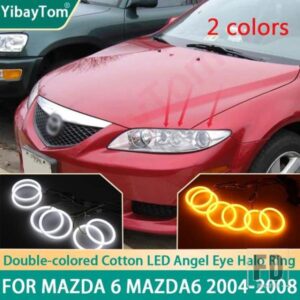 6ダブルの明るさとに優れた付きSMDコットンライトスイッチバックLEDエンジェルアイリングDRLキットマツダ6 MAZDA6 GG1 MK1 2002-2008用