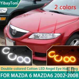 4ダブル の SMDコットンライトスイッチバックLEDエンジェルアイリングDRLキット マツダ6 マツダ6 GG1 MK1 2002-2008用
