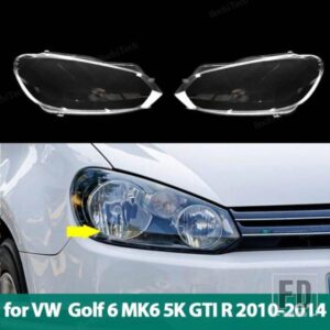 ヘッドライトランプシェード クリアヘッドライトレンズ ランプシェードカバー フォルクスワーゲン VW ゴルフ 6 MK6 GTI R 2010-14用