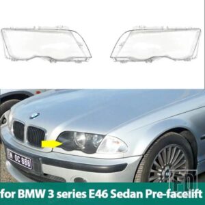 BMW E46 4ドア 3シリーズ 1998-2001 63136902766 63126902754用 カーハウジング フロントヘッドライトレンズシェルカバーガラスランプカバー