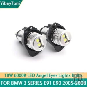 2個 CANバス 18W LED エンジェルアイズ マーカーライト電球 ホワイト/レッド/ブルー BMW E90 E91 3シリーズ 325I 328I 335I 2005-2008用