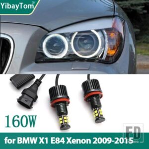 BMW X1 E84 キセノンヘッドライト 2009-2015 用 LED BMW エンジェルアイズ リングマーカーバルブ デイタイムライト 160W/ペア 6000K ホワイトカラー