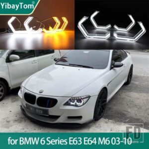リングエンジェルアイズウィンカースイッチバックM4スタイルLEDホワイトイエローBMW 6シリーズE63 E64 M6 2003-2010カーアクセサリー