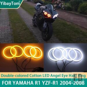 4ダブル SMDコットンライトスイッチバックLEDエンジェルアイズリングDRLキット ヤマハR1 YZF-R1 2004-2008アクセサリー用