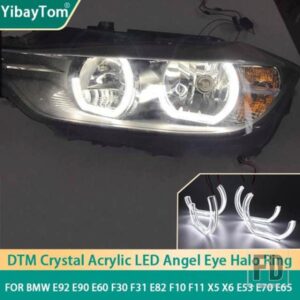 BMW E92 E90 E60 F30 F31 E82 F10 F11 X5 X6 E53 E70 E65用高輝度LEDエンジェルアイズ カーライトアクセサリー 3D DTMスタイル アクリル