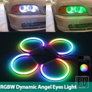 シーケンシャル回転式RGBWマルチカラー電話リモートコントロールリングDRL LEDエンジェルアイキット BMW 3 5 7シリーズ E46 E39 E38用